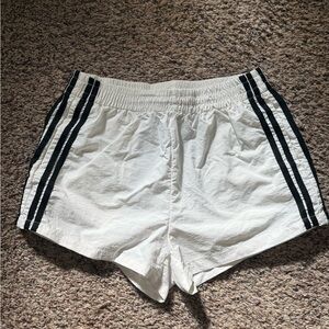 Women's White Shorts with Black Stripes